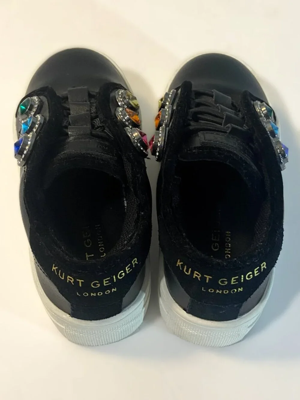 KURT GEIGER London Kids' Sneaker with faux jewel embellishment size 7 black